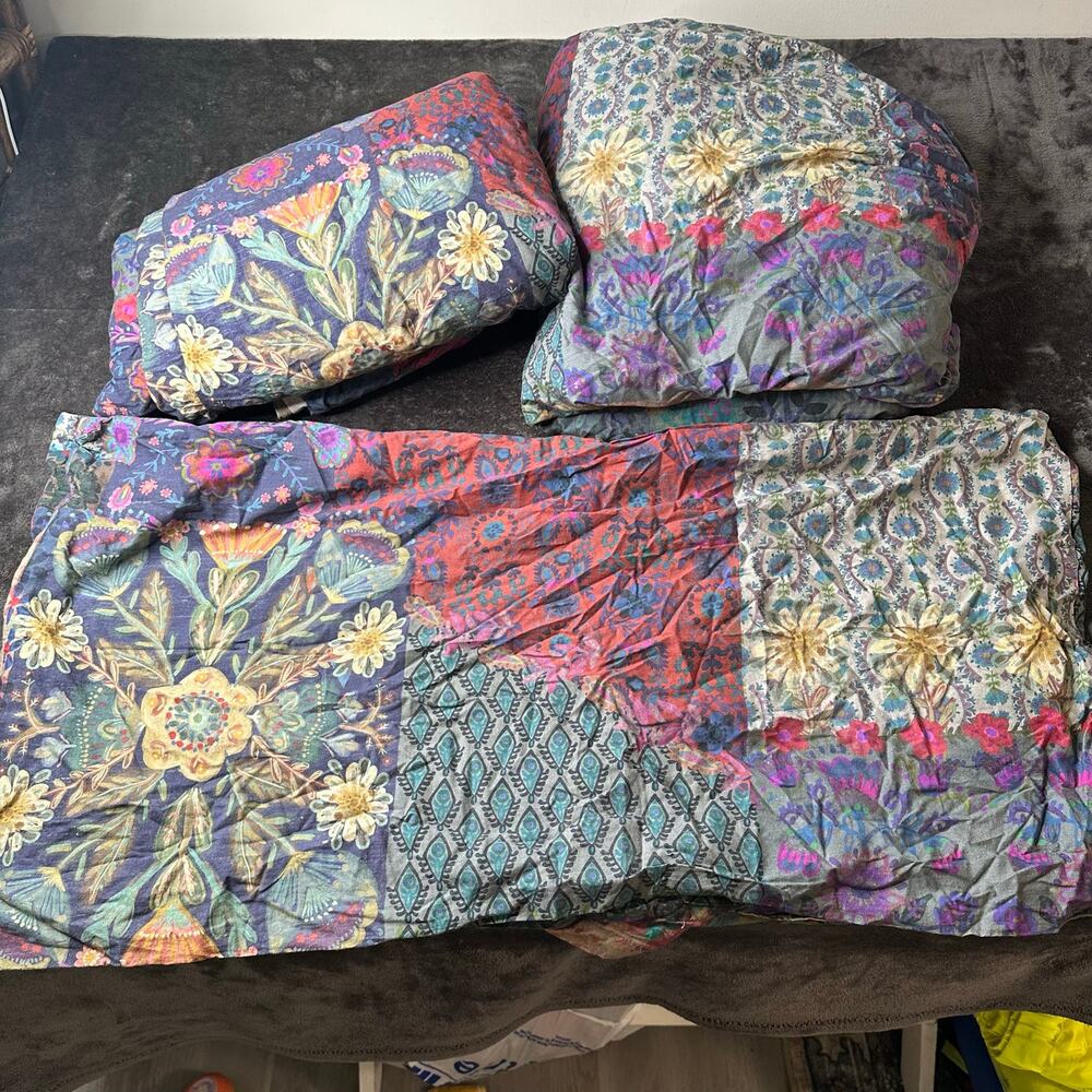 The Natural Life Blue Patchwork Cotton Sheet Set King Size